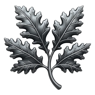 Black and silver filigree Oak leaf, 3D, extremely detailed design sticker
