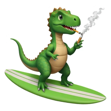 dinosual smokig a ciggerett while surfing sticker