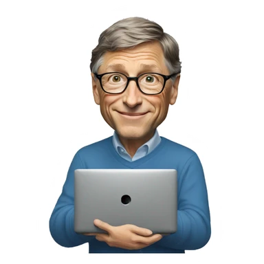 bill gates holding an HP PC sticker