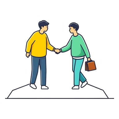 Two people dapping up sticker