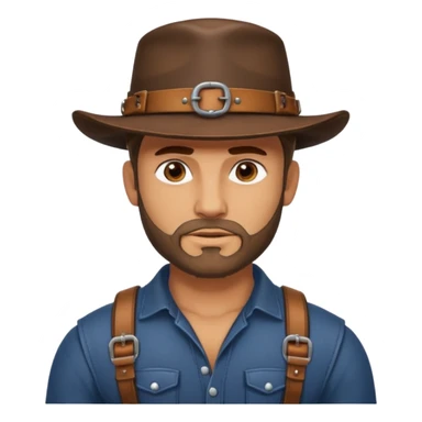 a leather Dom with a leather hat and chest harness sticker