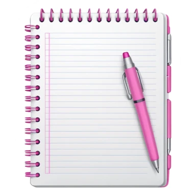 white spiral notebook with some list on it and a pink pen nearby sticker