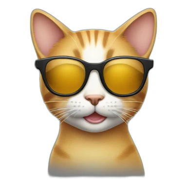 Cat with sunglasses and smile sticker