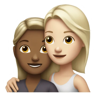 The white blonde woman hugs the white brown haired girl sticker
