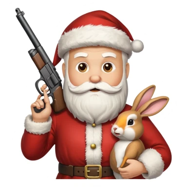Santa holding a gun shooting a turkey and rabbit sticker