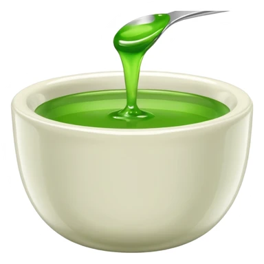 small dipping bowl with green liquid, simple, clear sticker