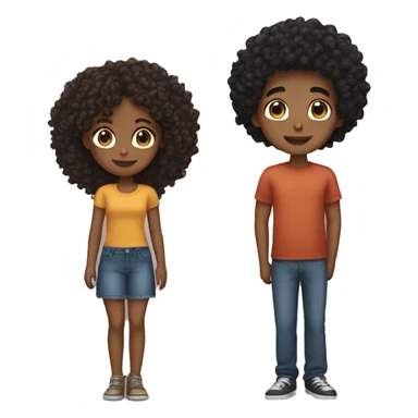 Couple boy with black hair and brown girl with curly hair  sticker