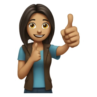 brunette girl giving sarcastic thumbs up sticker