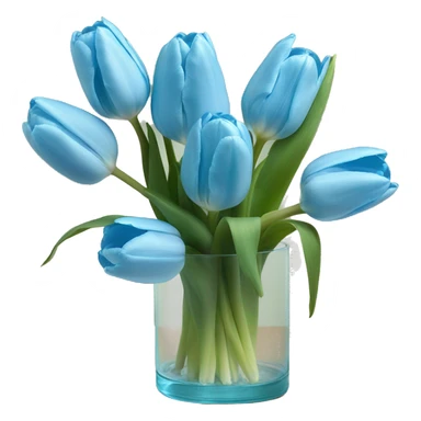 Baby blue tulips in glass vase  sticker