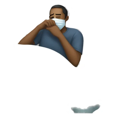 A man have mask and sleeping on bed sticker