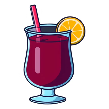 frozen slushy sangria with fruit pieces and wine sticker