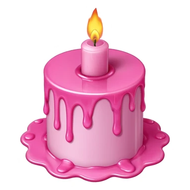 A drawing of a flaming pink candle that could be used at a romantic dinner table. The camera should be isometric at an ultra-high angle. sticker