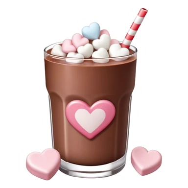 Chocolate milk with heart shaped marshmallows on top sticker
