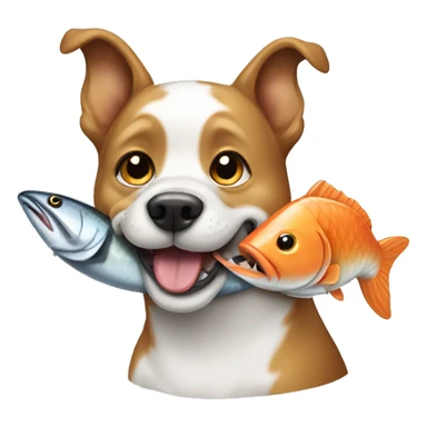 dog eating a fish sticker