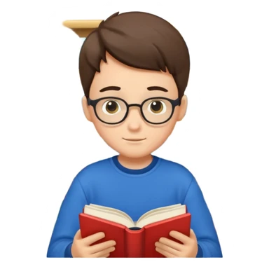 Boy reading books without glasses sticker