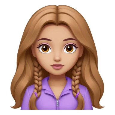 Bratz Yasmin light brown long hair brown eyes, Lilac outfit sticker