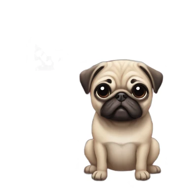 pug waving a united states flag sticker