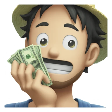 One Piece Ruffy with money in his hand sticker