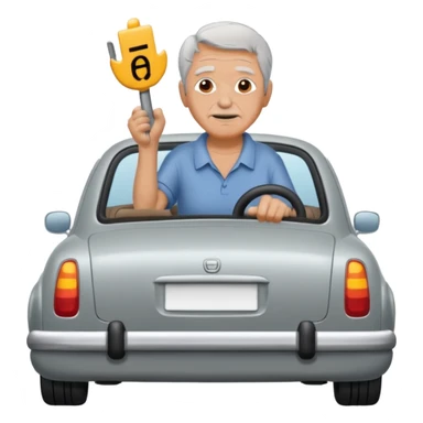 My grandfather is pulling a rear car sticker