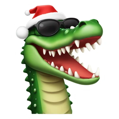 crocodile wearing christmas hat and sunglasses  sticker