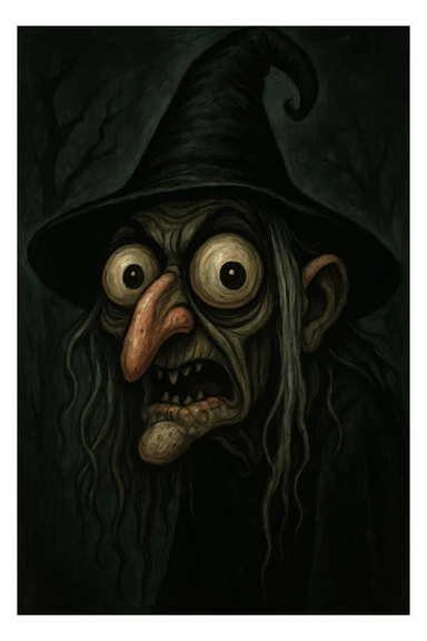 ugly witch with a big nose and big eyes, distinct style 8 sticker