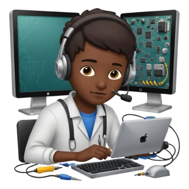 computer technician fixing damage computer sticker