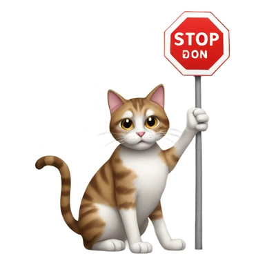 Cat with a stop sign sticker