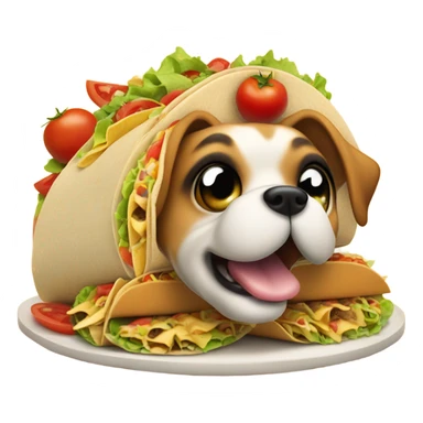 a dog eating five tacos sticker