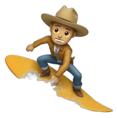 crying cowboy surfing a wave sticker