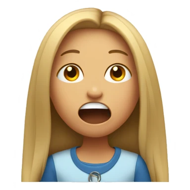 straight long hair girl, with hoops and yawning sticker