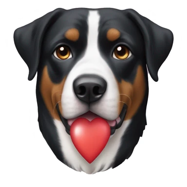 Crater Swiss Mountain dog with a heart sticker