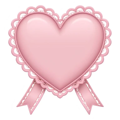 cute baby pink colored heart with lace trimming and with a lace ribbon in the front, on the top left, tilted a bit sticker