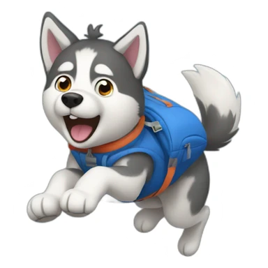 husky jumping with parachute sticker