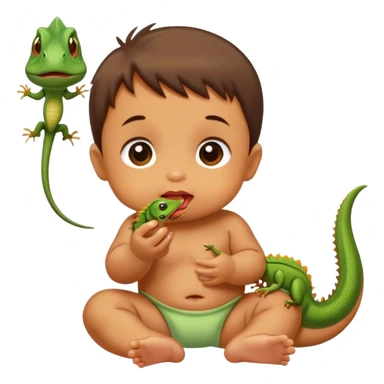 Baby eating lizard sticker