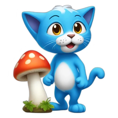 Smurf cat with mushroom  sticker