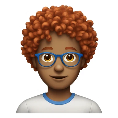A boy with red curly hair and blue glasses  sticker