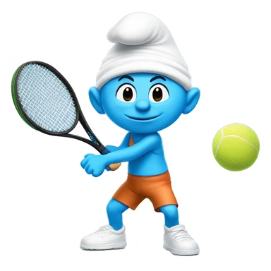 Light Blue Smurf playing tennis with Smurf racket  sticker
