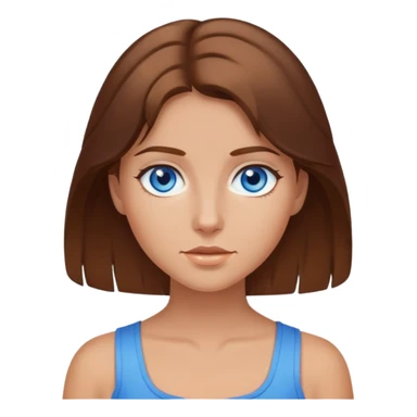 Girl with brown hair and blue eyes with tanned but white skin  sticker