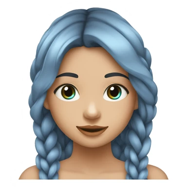 chica de ojos azules con trenzas largas color gris sticker