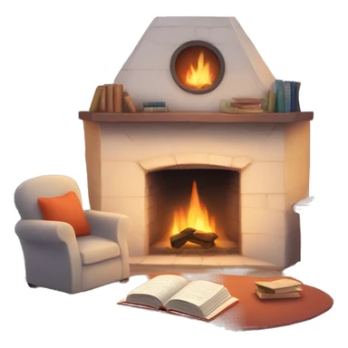 Cozy fireplace reading book sticker
