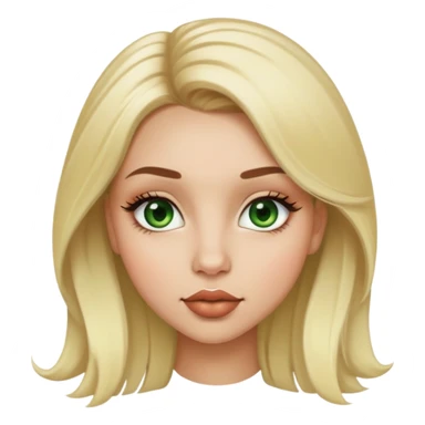 light skin girl with blonde hair and light brown roots, big lashes, medium size nose, big green eyes, big lips  sticker