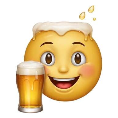 it should be a laughing emoji like a round face pointing forward and crying with laughter with a glass of beer in his other hand  sticker