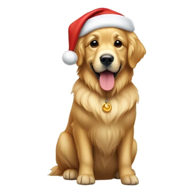 Golden retriever wearing a Santa hat full body sticker