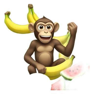 Monkey picking bananas with watermelons sticker