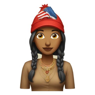 Indian woman with red Trump-cap sticker