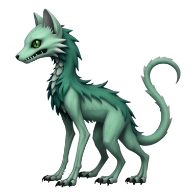 Macabre spectral spooky dark bleak blackish swampy white-skeletal gloomy ghostly dark greyish dark-deep-greenish foggy eldritch beautiful realistic edgy fantasy ghoul-like zombie-like stitched feline-vernid-sergal-fursona animal creature with a tufted tail full body with intricate markings  sticker
