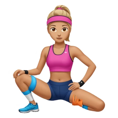 woman with knee pad sticker