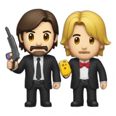 john wick y mario bros chocando puños sticker