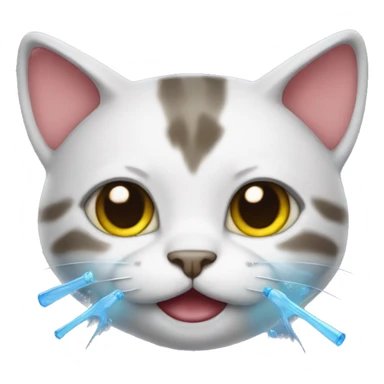 cute cat with water gun sticker