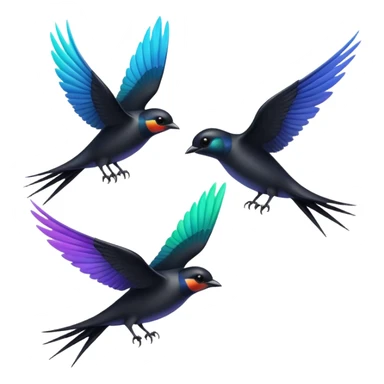 3 Black swallow flying sticker